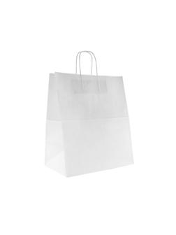 Пакет бумажный 320х200х370 мм, 80 гр/м2, с круч. ручками, белый, 200 шт/уп