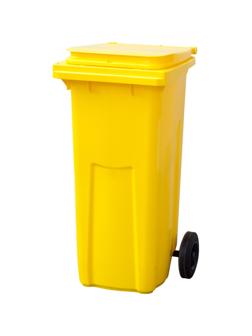 Контейнер-бак мусорный 120л на 2-х колёсах с крышкой желтый
