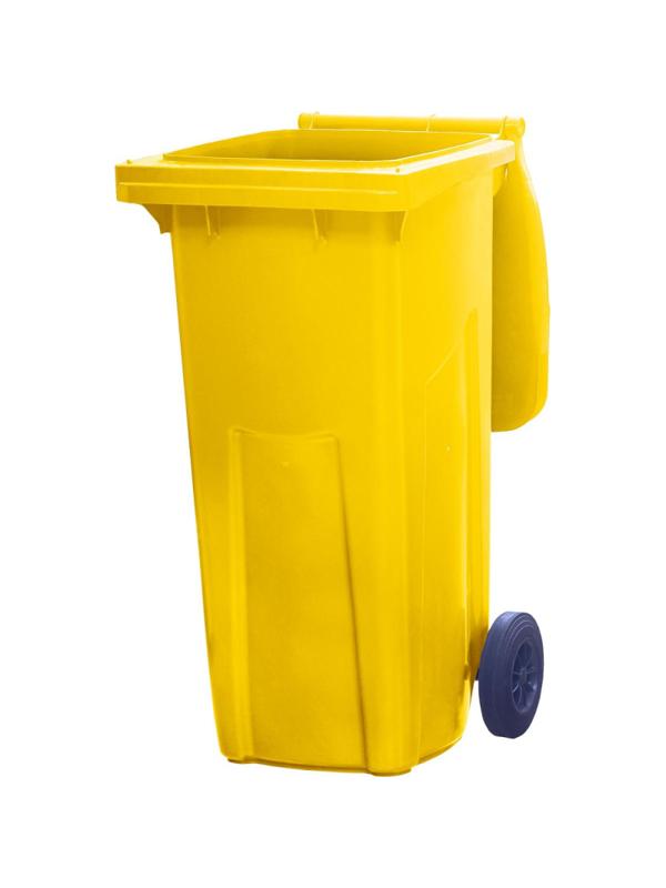 Контейнер-бак мусорный 120л на 2-х колёсах с крышкой желтый