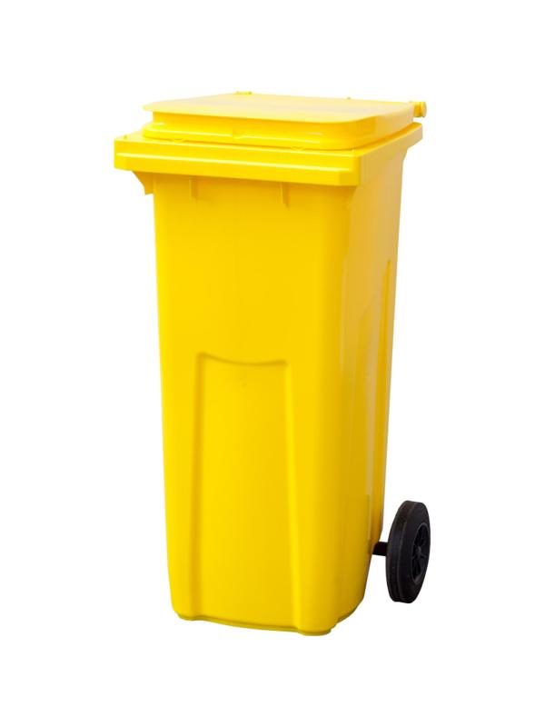 Контейнер-бак мусорный 120л на 2-х колёсах с крышкой желтый