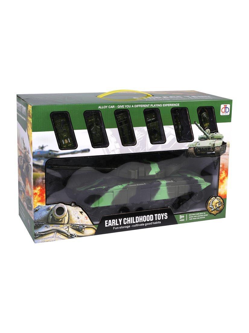 Игровой набор Военный, в комплекте: танк, транспорт металлический 6шт.,
предметов 13шт., тестовые элементы питания АG13*3шт., коробка