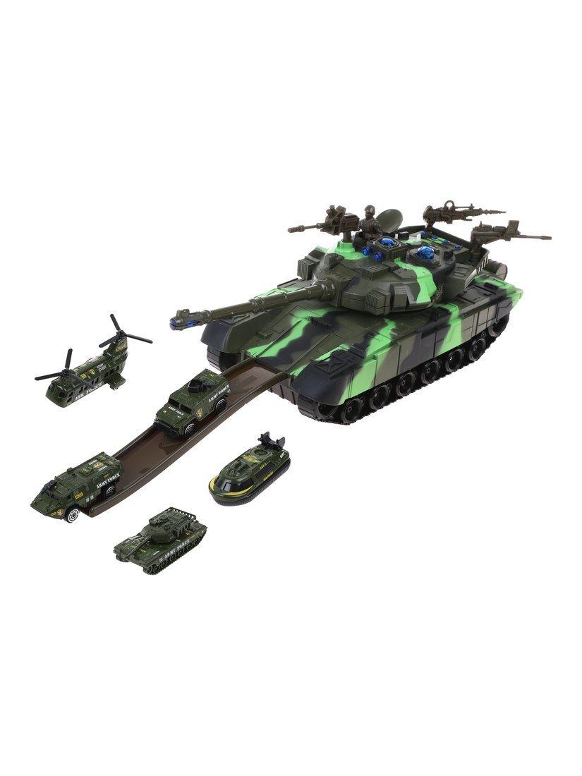 Игровой набор Военный, в комплекте: танк, транспорт металлический 6шт.,
предметов 13шт., тестовые элементы питания АG13*3шт., коробка