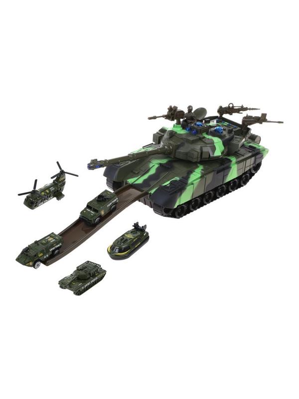 Игровой набор Военный, в комплекте: танк, транспорт металлический 6шт.,
предметов 13шт., тестовые элементы питания АG13*3шт., коробка