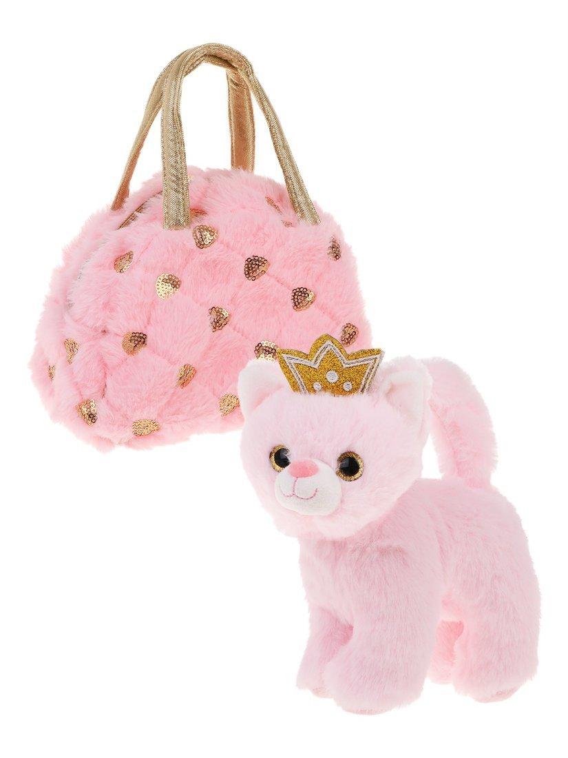 Котенок18см в сумочке c роз.