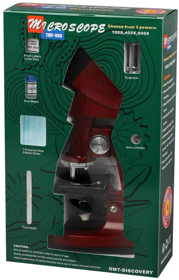Микроскоп детский, 90х увеличение, 3 объектива, аксессуары, эл.пит.AA*2 шт. не
вх.в комплект, кор