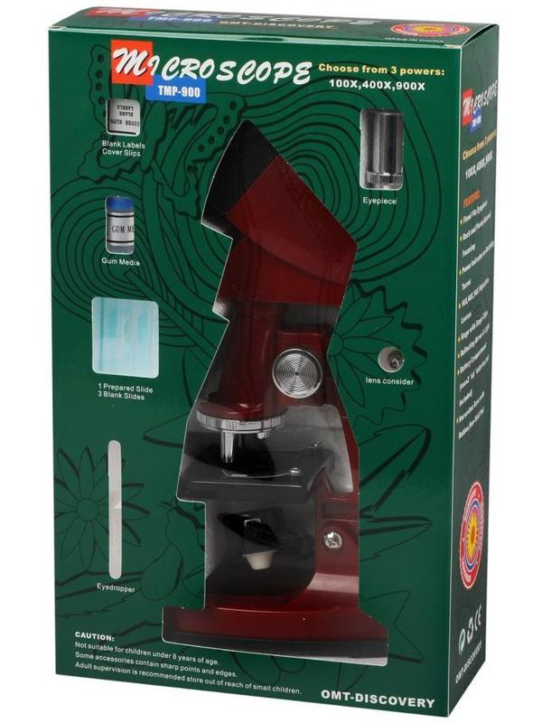 Микроскоп детский, 90х увеличение, 3 объектива, аксессуары, эл.пит.AA*2 шт. не
вх.в комплект, кор