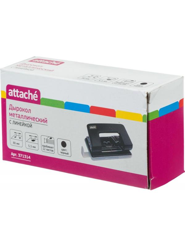 Дырокол ATTACHE 6304 до 12л. с лин, металл., черный