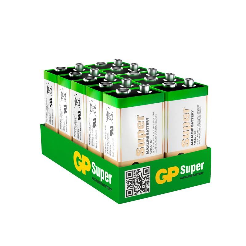 Батарейка GP Super 6LR61/Крона 9V/1604A алкалин.10 шт/уп, 1шт/бл