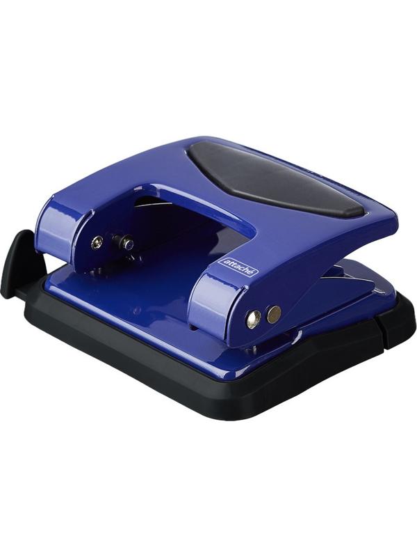 Дырокол Attache до 35 листов, с блокиратором, металлич., синий