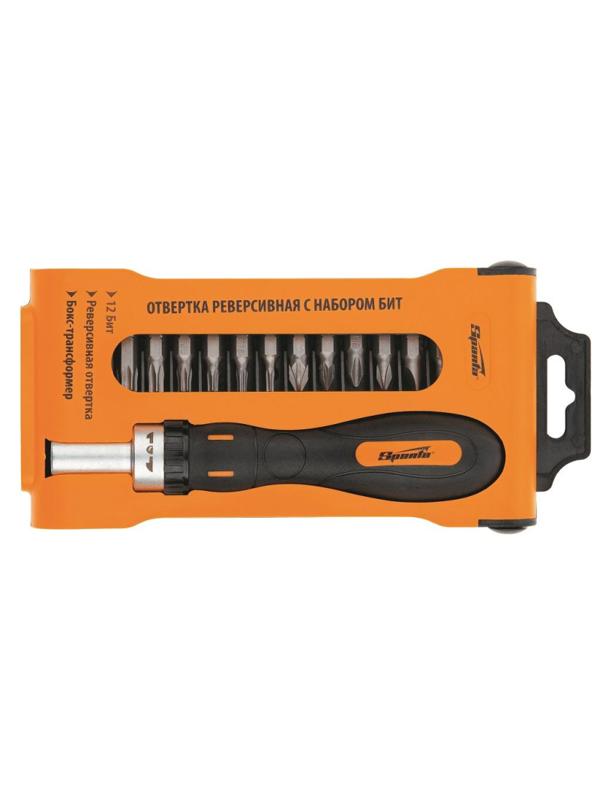 Отвертка реверсивная с набором бит, CrV, 12 шт, Sparta  11347