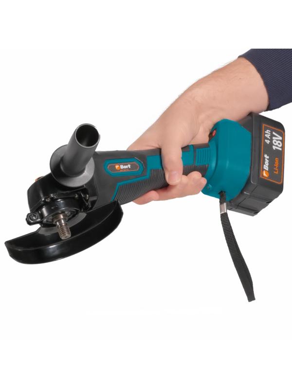 Шлифмашина угловая BORT BWS-18Li-125, 18В, 125 мм 2АКБ (4Ач) (93722340)