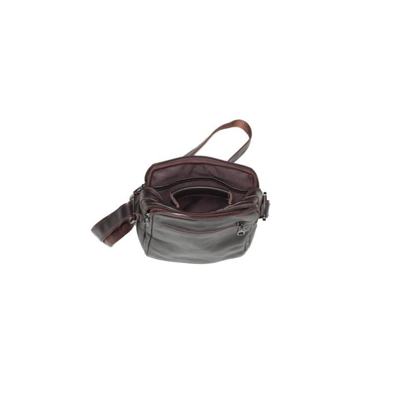 Сумка дорожная 28x19x9 см, натуральная кожа, черный