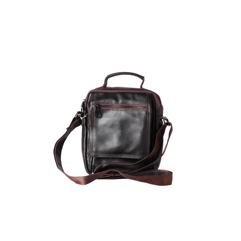 Сумка дорожная 28x19x9 см, натуральная кожа, черный