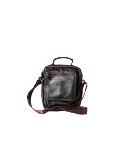 Сумка дорожная 28x19x9 см, натуральная кожа, черный