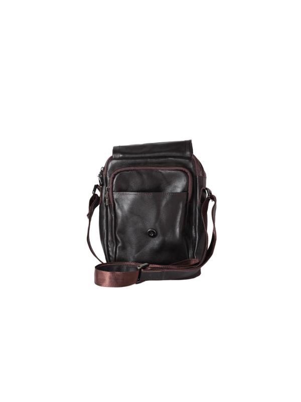 Сумка дорожная 28x19x9 см, натуральная кожа, черный