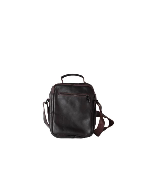 Сумка дорожная 28x19x9 см, натуральная кожа, черный