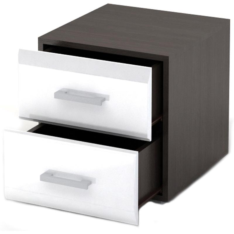 Мебель для дома NM Спальня ВЕГАС тумба прикроватная МДФ белый гл./Венге