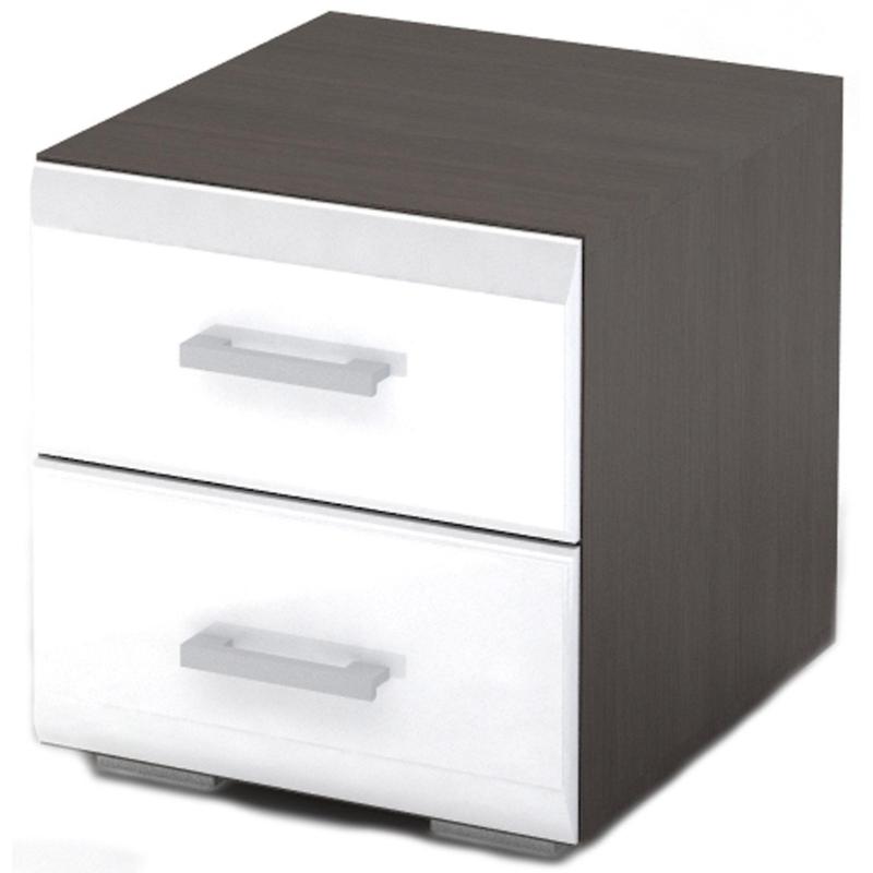 Мебель для дома NM Спальня ВЕГАС тумба прикроватная МДФ белый гл./Венге