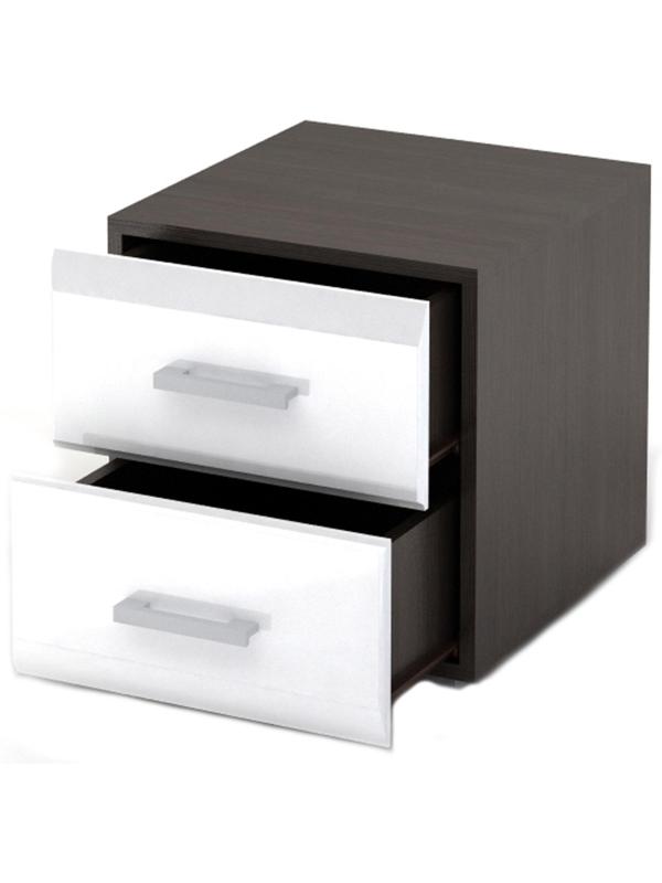 Мебель для дома NM Спальня ВЕГАС тумба прикроватная МДФ белый гл./Венге