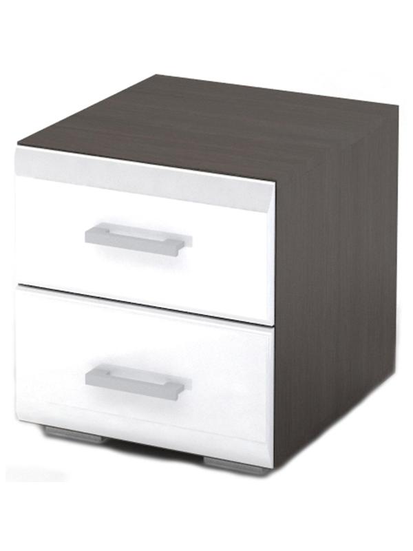 Мебель для дома NM Спальня ВЕГАС тумба прикроватная МДФ белый гл./Венге