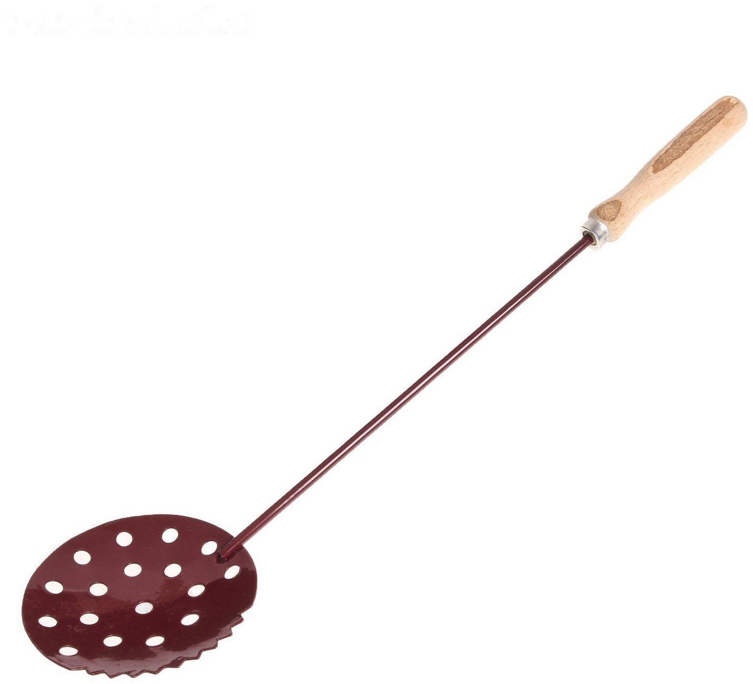 Черпак для льда с деревянной ручкой, цвет красный