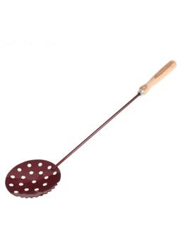 Черпак для льда с деревянной ручкой, цвет красный