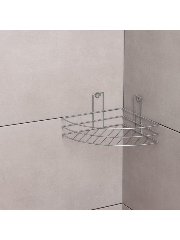 Полка угловая, 1 ярус, 20×20×10,5 см, цвет хром