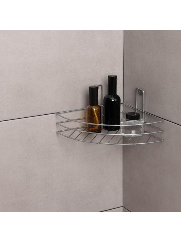 Полка угловая, 1 ярус, 20×20×10,5 см, цвет хром