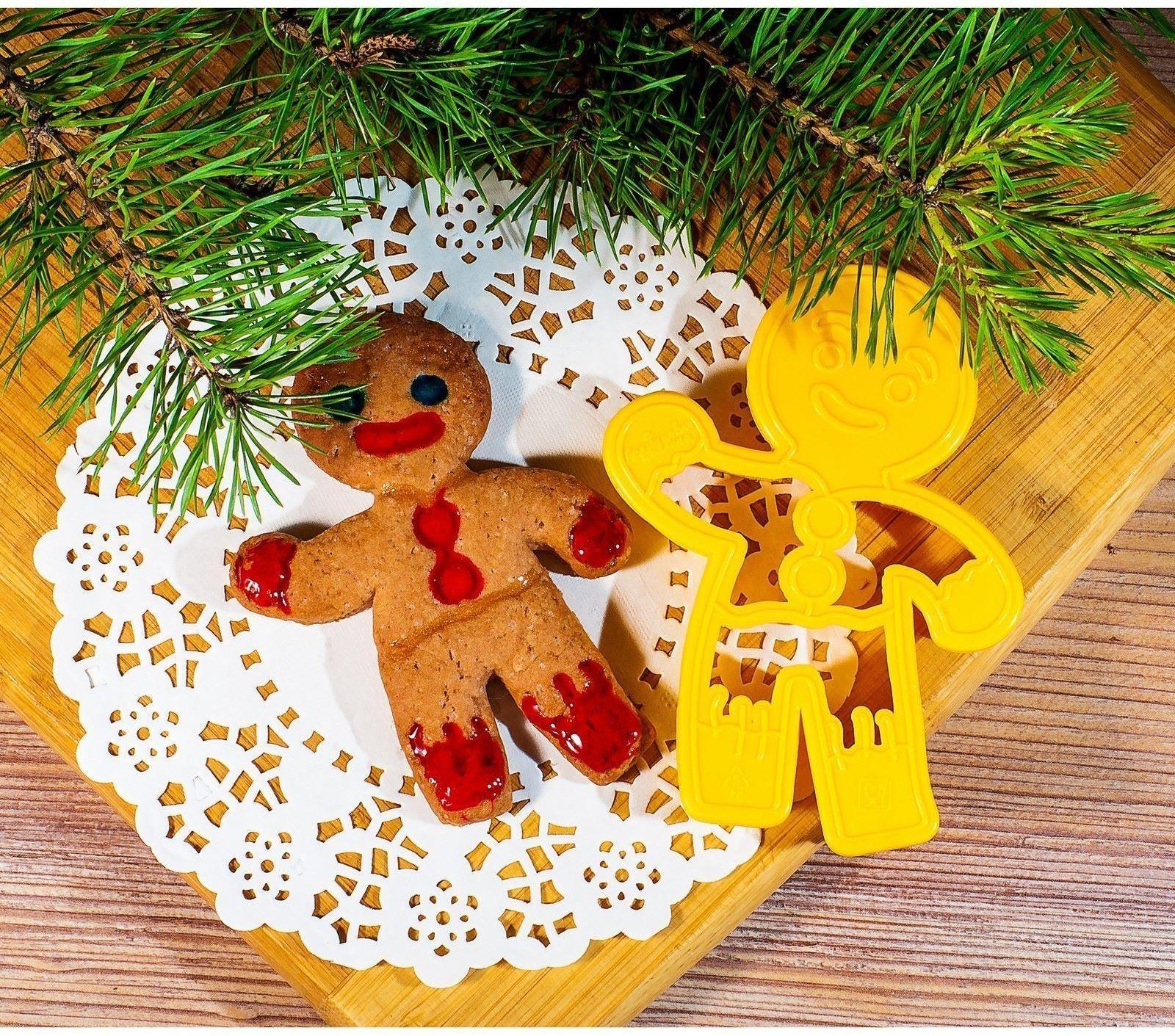 Форма для печенья «Пряничный человечек», вырубка, штамп, 11,5×8 см, цвет жёлтый