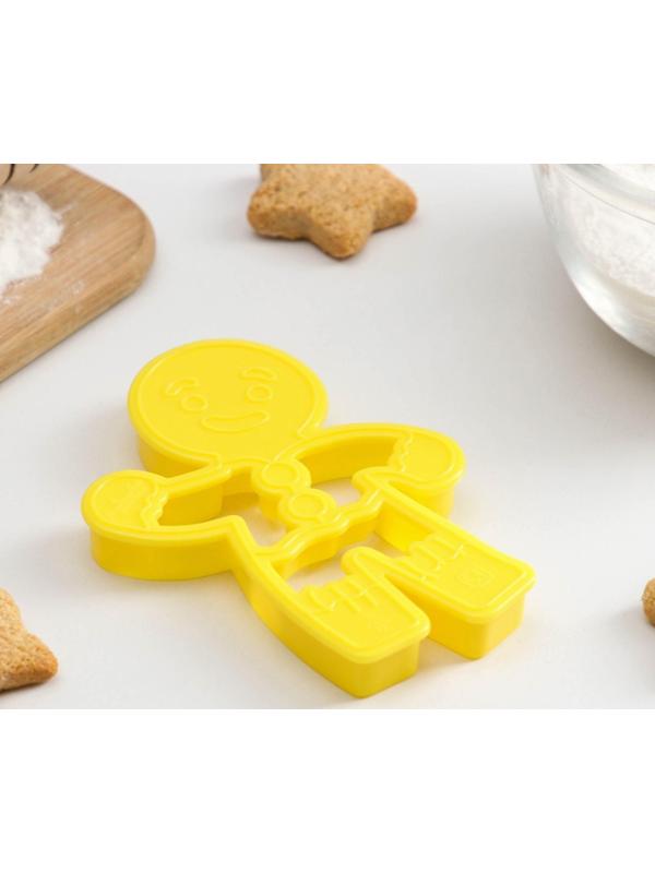 Форма для печенья «Пряничный человечек», вырубка, штамп, 11,5×8 см, цвет жёлтый