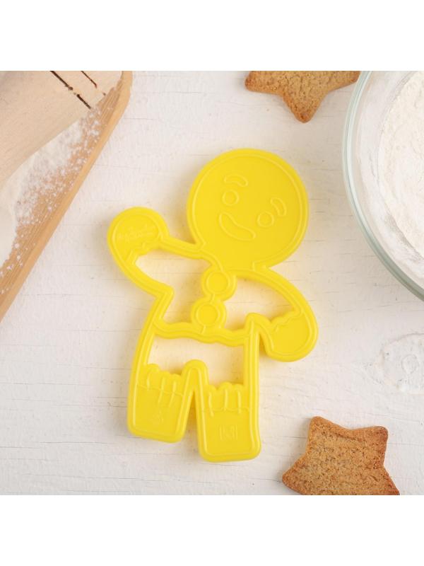 Форма для печенья «Пряничный человечек», вырубка, штамп, 11,5×8 см, цвет жёлтый