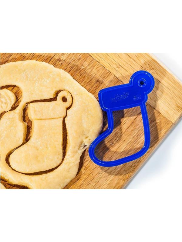 Форма для печенья «Рождественский носок», вырубка, штамп, 9×8 см, цвет синий