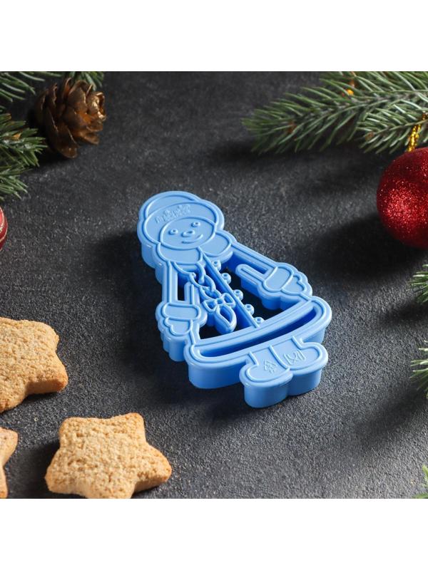 Форма для печенья «Снегурочка», вырубка, штамп, 10,5×6 см, цвет голубой