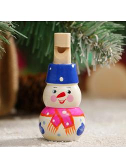 Свистулька «Снеговик», 3х7 см, микс, ручная роспись