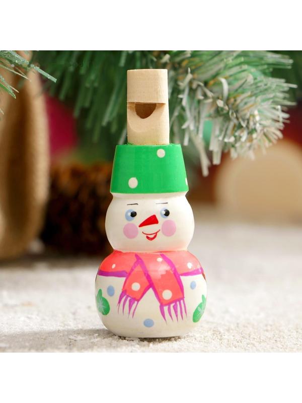 Свистулька «Снеговик», 3х7 см, микс, ручная роспись