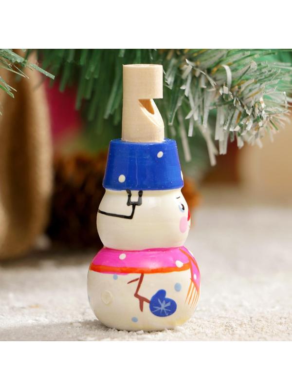 Свистулька «Снеговик», 3х7 см, микс, ручная роспись