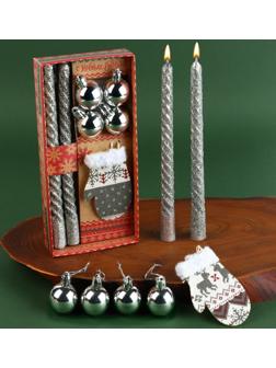 Новогодние витые свечи с декором «Удачного Нового года!», набор