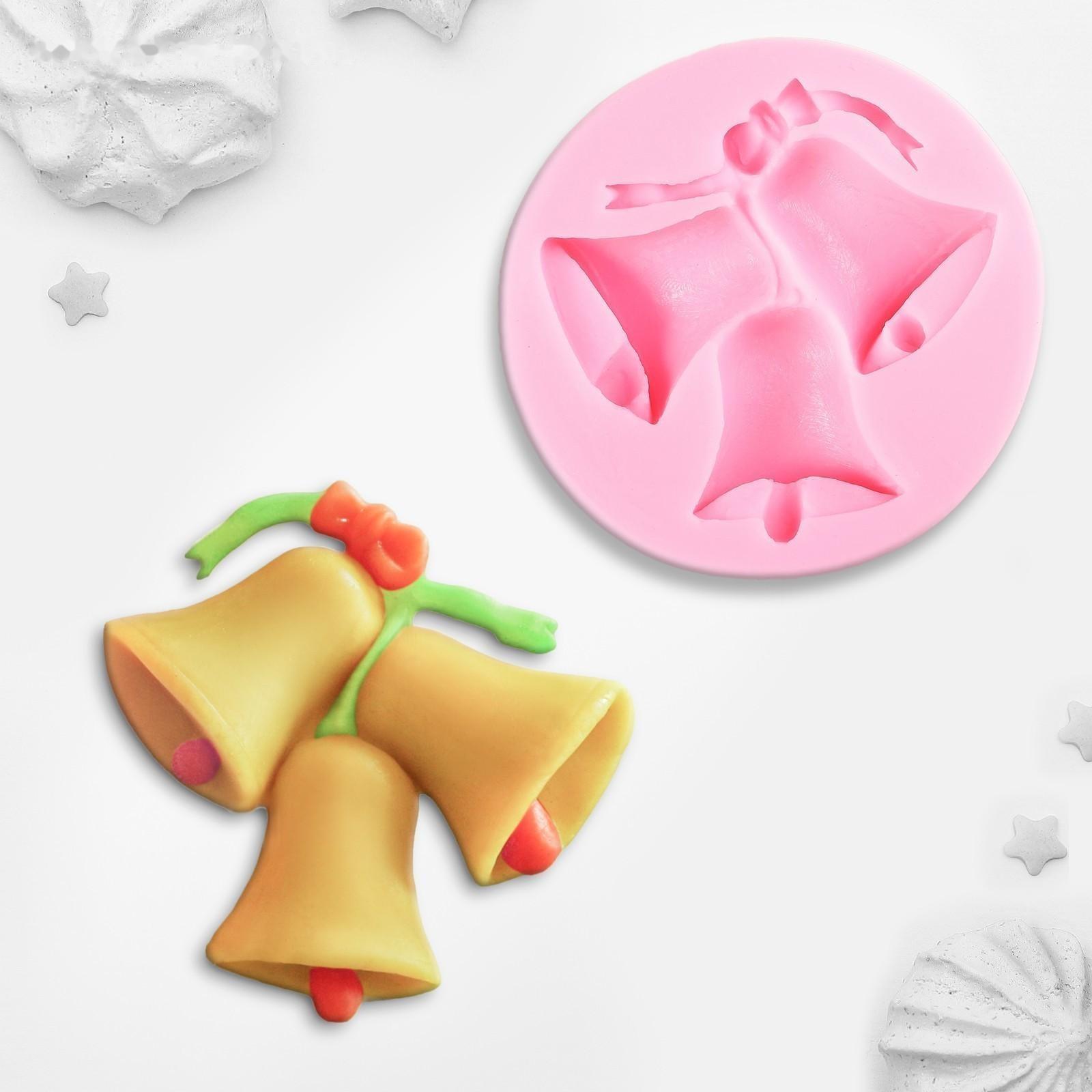 Силиконовый молд «Колокольчики крупные», 7×7 см, цвет розовый