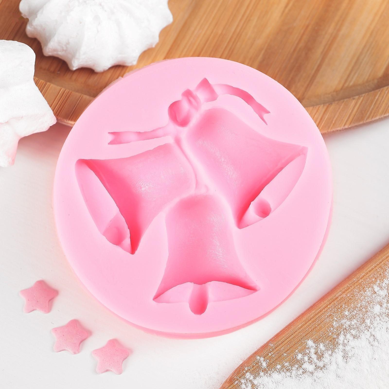 Силиконовый молд «Колокольчики крупные», 7×7 см, цвет розовый