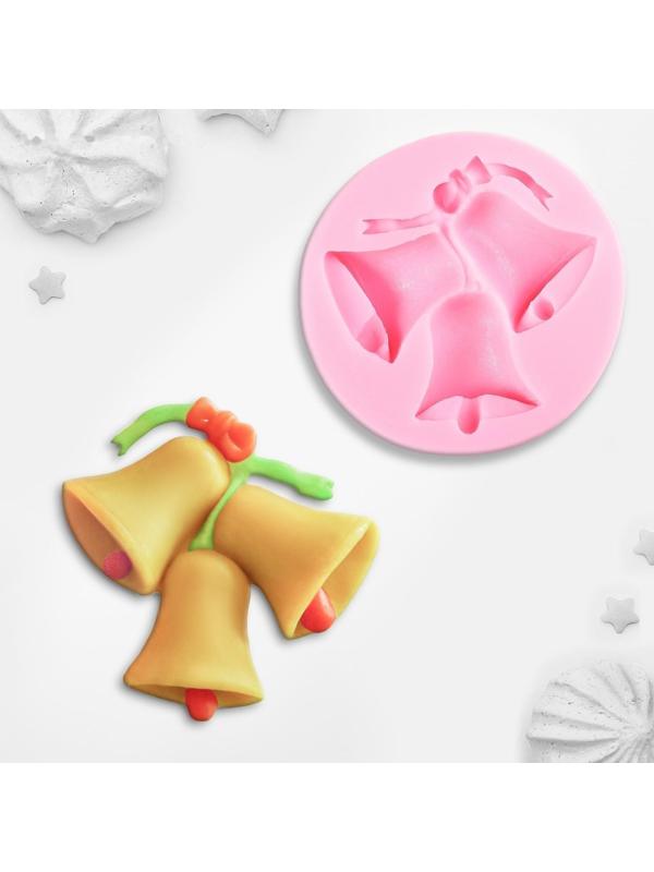 Силиконовый молд «Колокольчики крупные», 7×7 см, цвет розовый