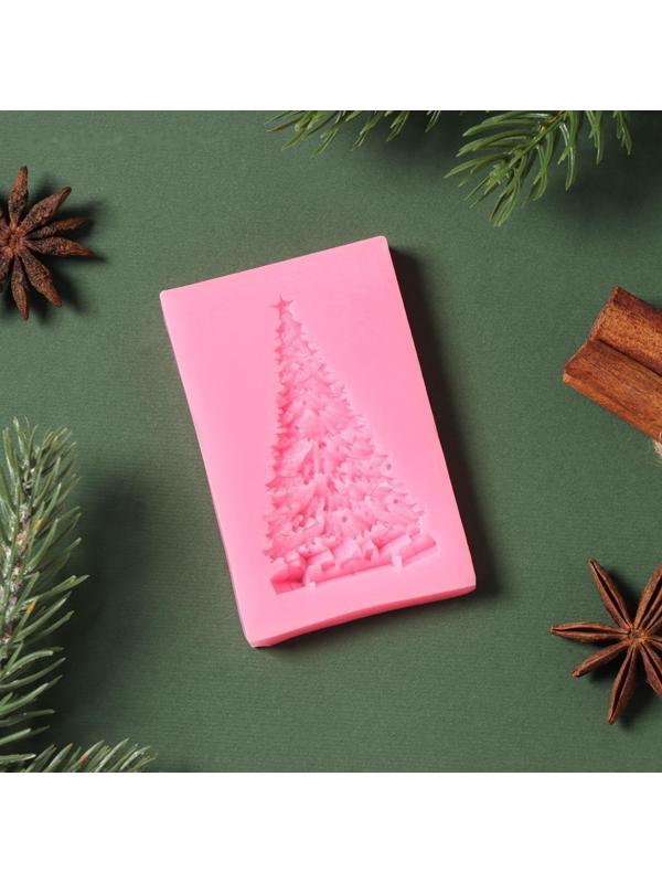 Силиконовый молд «Ель нарядная», 8×5×0,8 см, цвет МИКС