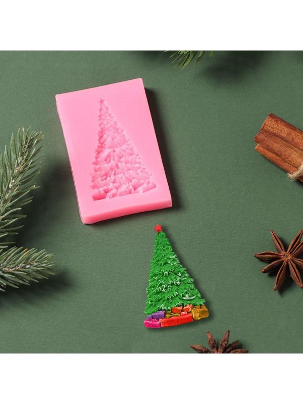 Силиконовый молд «Ель нарядная», 8×5×0,8 см, цвет МИКС
