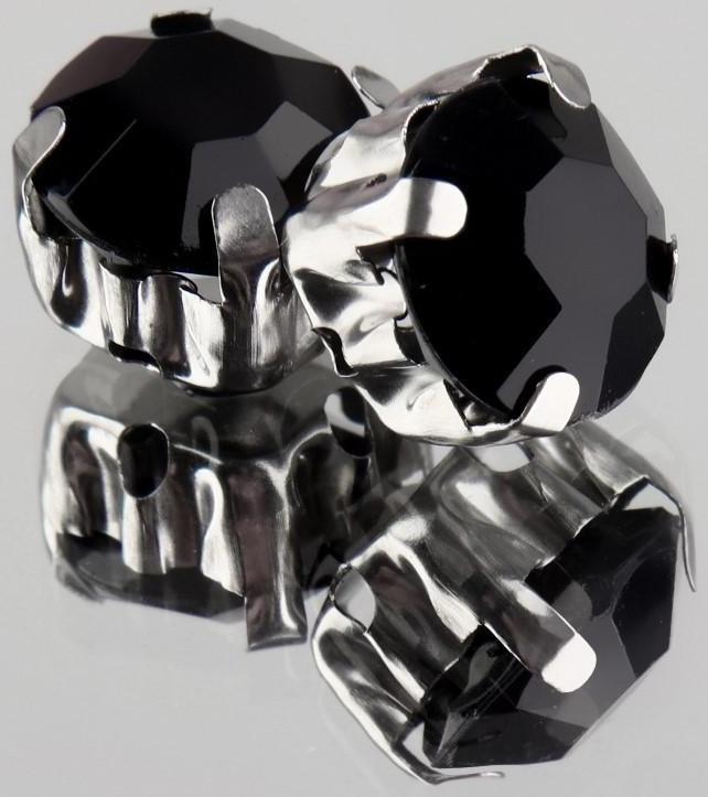 Стразы пришивные «Круг», в оправе, d = 8 мм, 20 шт, цвет чёрный