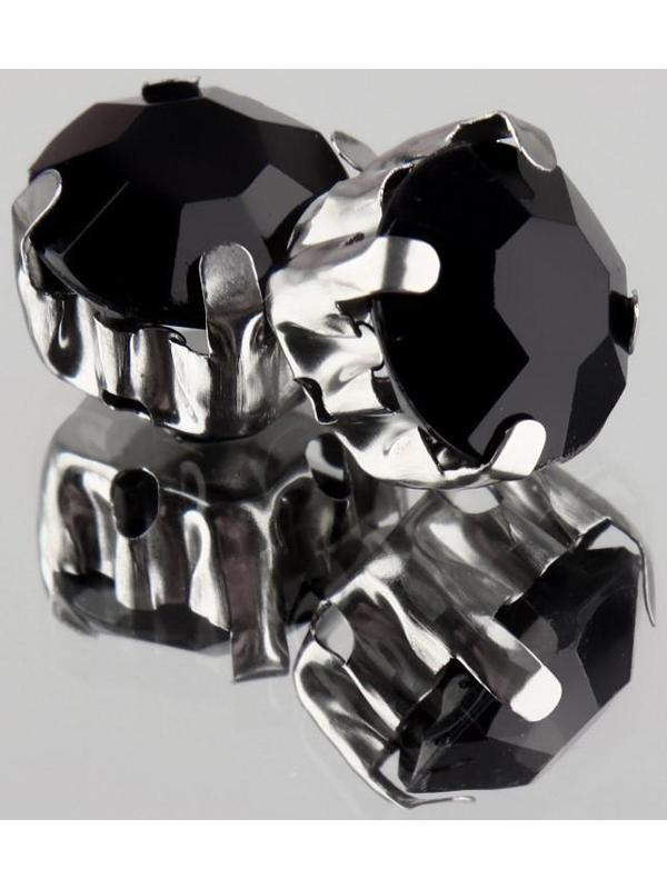 Стразы пришивные «Круг», в оправе, d = 8 мм, 20 шт, цвет чёрный