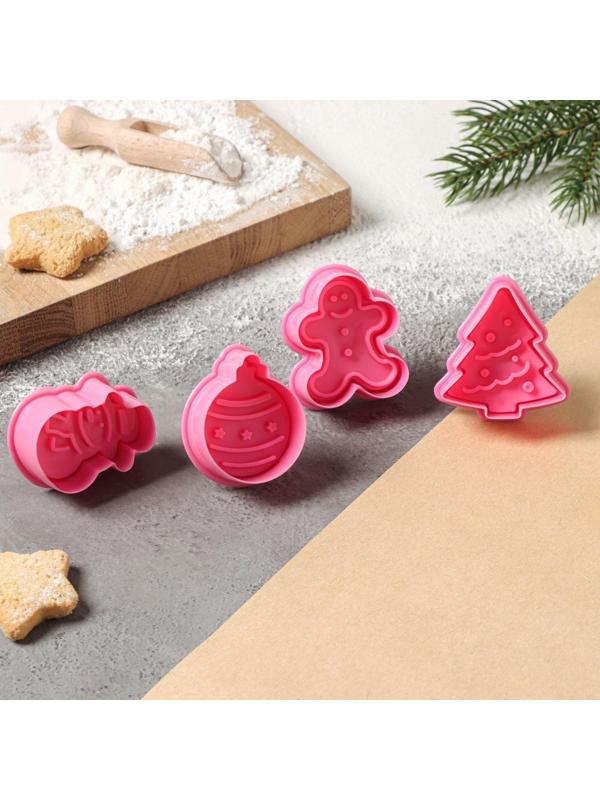 Набор плунжеров кондитерских Доляна «Новый год», 4 шт