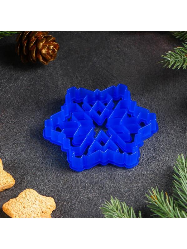 Форма для печенья «Снежинка», вырубка, штамп, 9×9 см, цвет синий