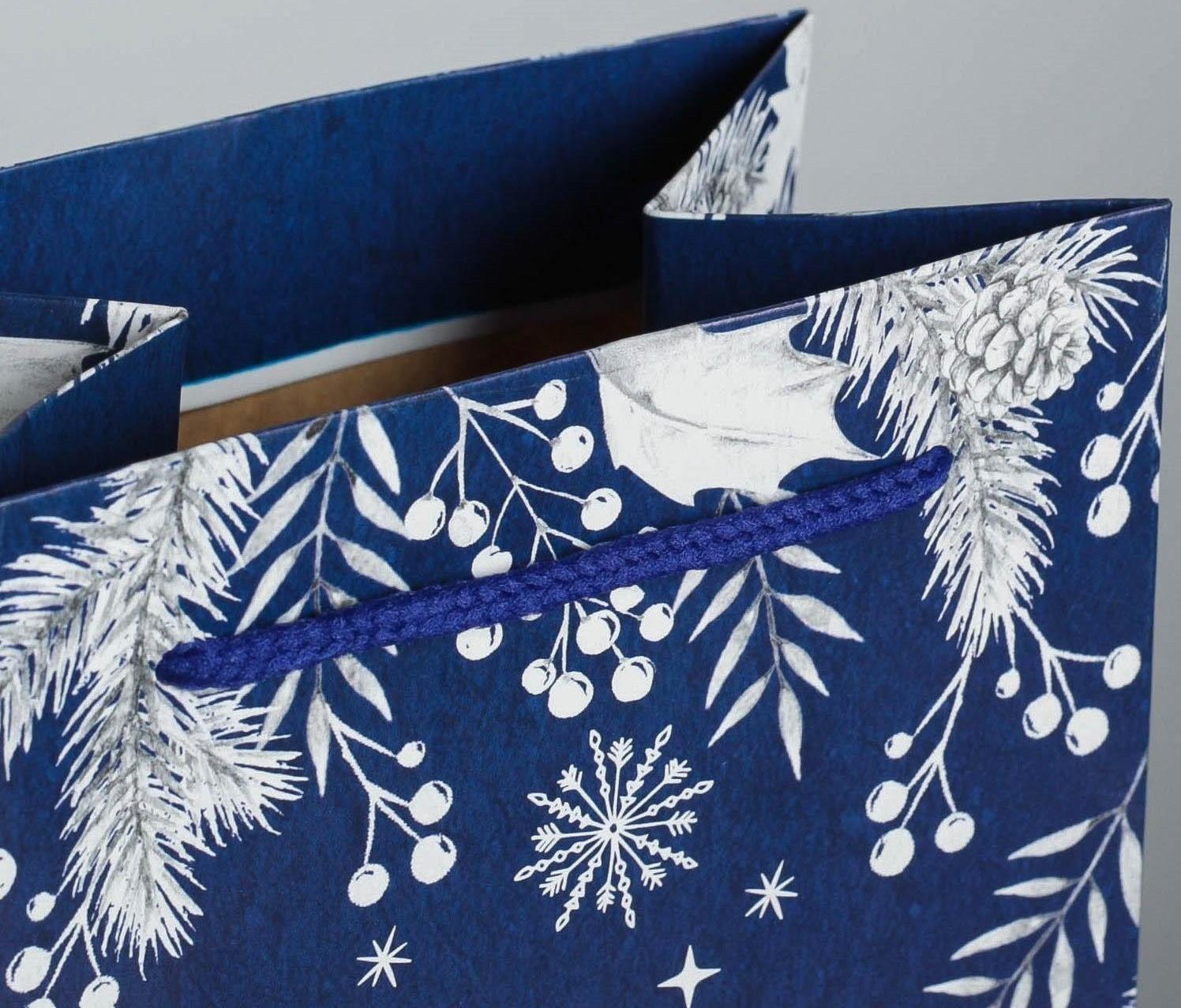 Пакет под бутылку крафтовый «Happy New Year!», 13 × 36 × 10 см