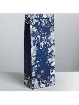 Пакет под бутылку крафтовый «Happy New Year!», 13 × 36 × 10 см
