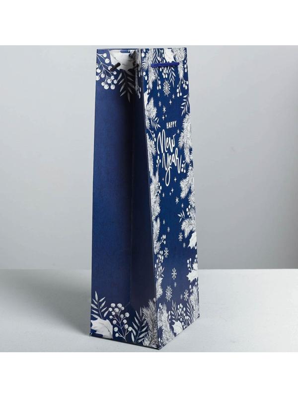 Пакет под бутылку крафтовый «Happy New Year!», 13 × 36 × 10 см