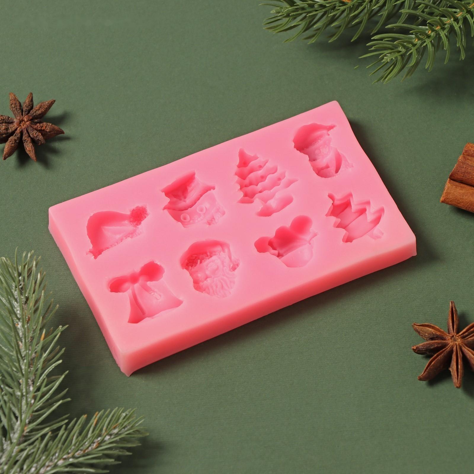 Силиконовый молд «Снежные», 11,8×7 см, цвет розовый